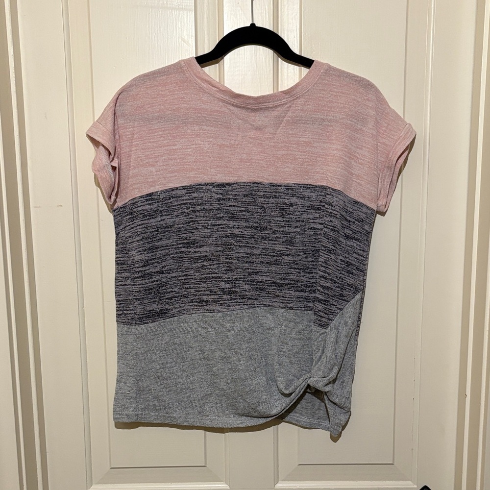 Colorblock Pink and Gray Women's Top